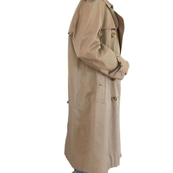 Vintage Mens Burberry Tan Khaki Beige Nova Check Long Trench Rain Coat 50 Short - Picture 12 of 12